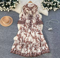 Brown and Cream Bell Sleeve Dress