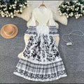 White and Black Bell Sleeve Dress
