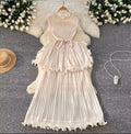 2Tier Ruffle pleated dress (Beige)